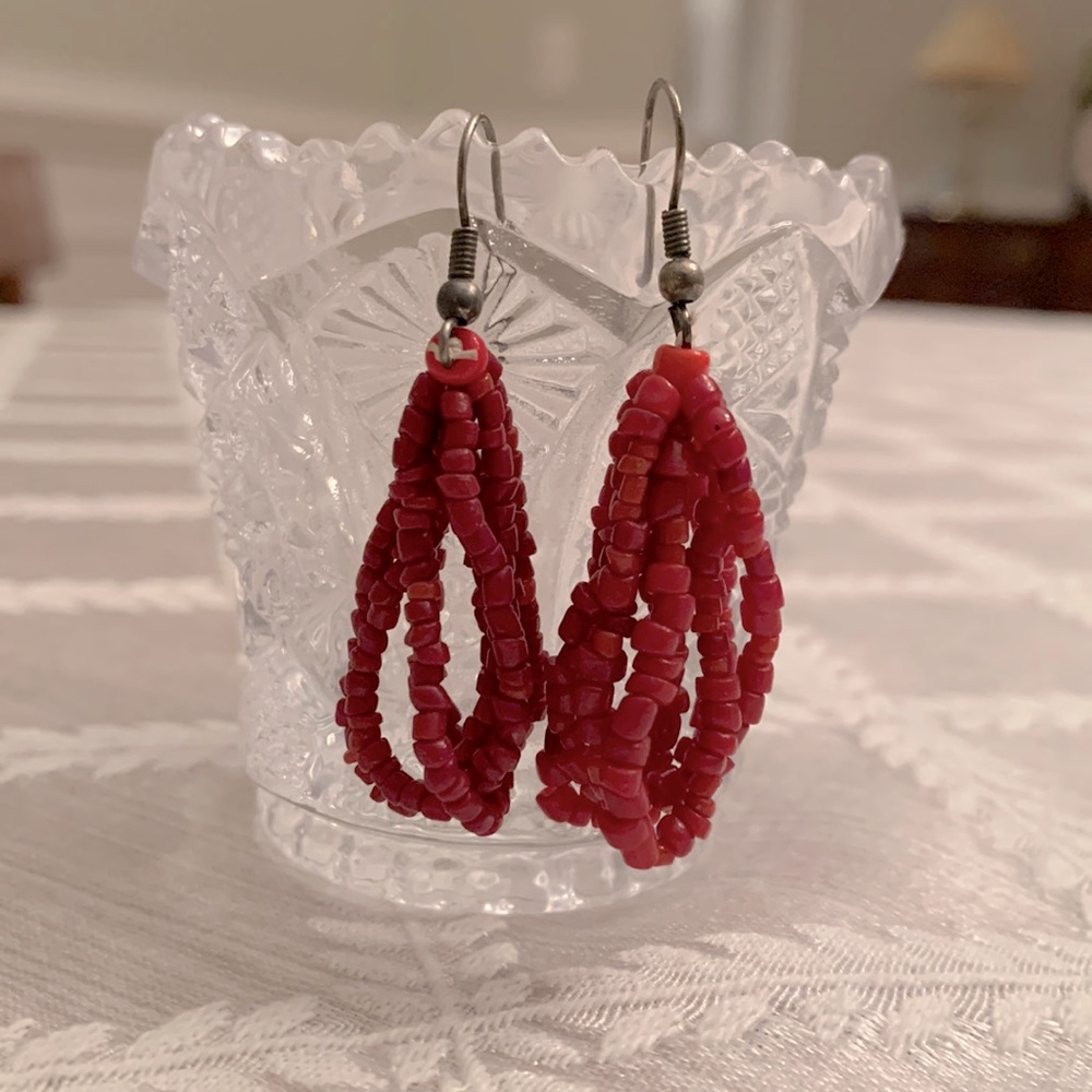 Red beaded earrings